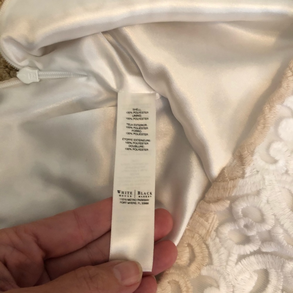 WHBM Stripe Lace Pencil Skirt NWOT Sz 00 Tan White - Picture 7 of 10